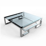 Stainless steel square glass large coffee table square table