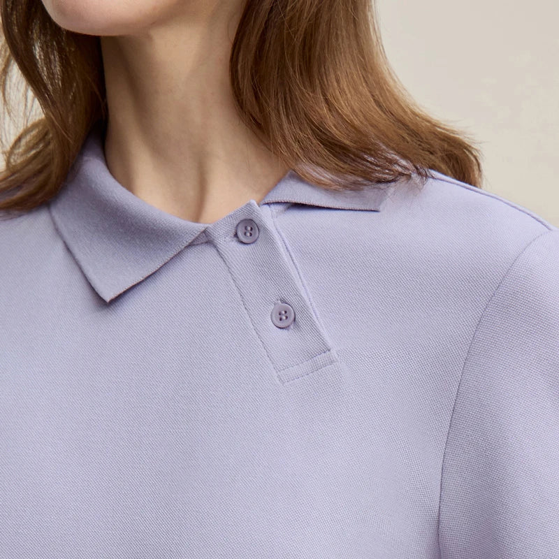 Amii Women's Polo Shirt 2026 Summer Asymmetric Placket Short Sleeve Tee Lapel Collar Casual Layering T-Shirt For Women 12622015