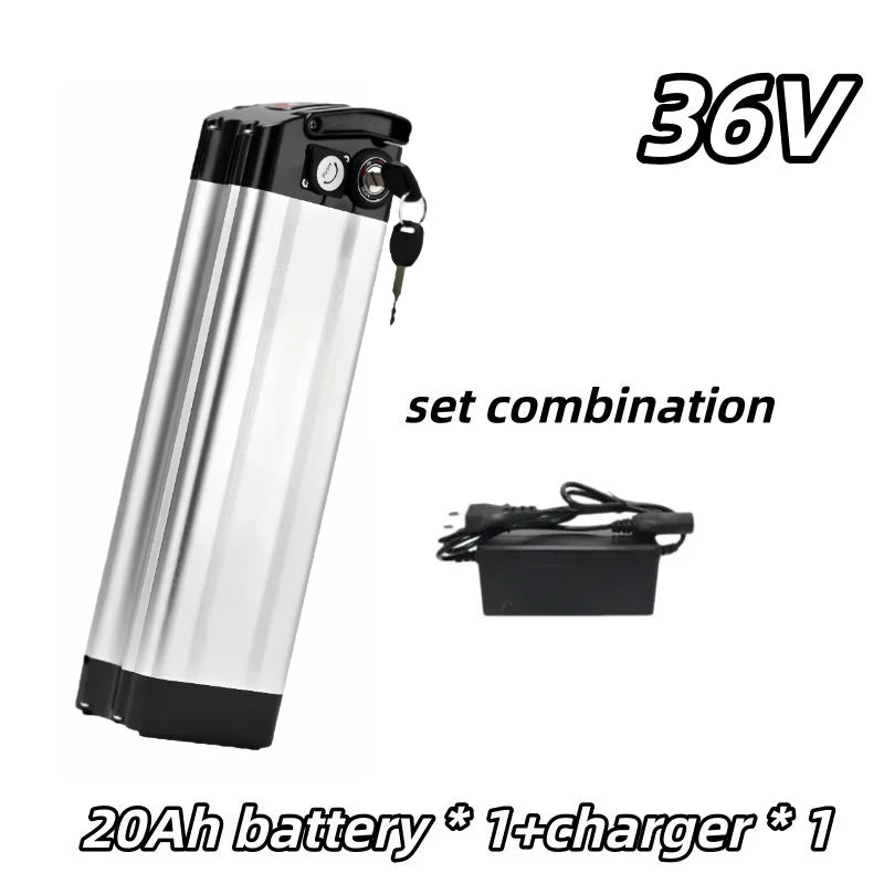Universal 36V 15AH-60AH Silver Fish 18650 lithium-ion battery,Folding Bike Battery , built-in BMS