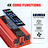 2600W 2000W 1500W Car Inverter 12V 110V Power Inversor Smart LCD Display Power Supply for Outdoor Camera/Phone/Drone Charging