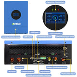 ANENJI Split Phase 12KW 48V Hybrid Solar Inverter 120/240VAC Pure Sine Wave Parallel Inverter built-in 2 MPPT 200A Solar Charger