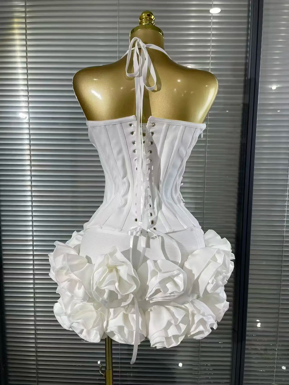 White Red Black Women Sexy Strapless 2 Pieces Bodycon Bandage Mini Dress Florals Celebrate Nightclub Party Birthday Outfit