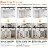 2-In-1 Farmhouse Dog Crate Furniture - Wooden Large Dog Kennel with Drawers Storage - Double Doors - Indoor TV Stand - Inner Hei