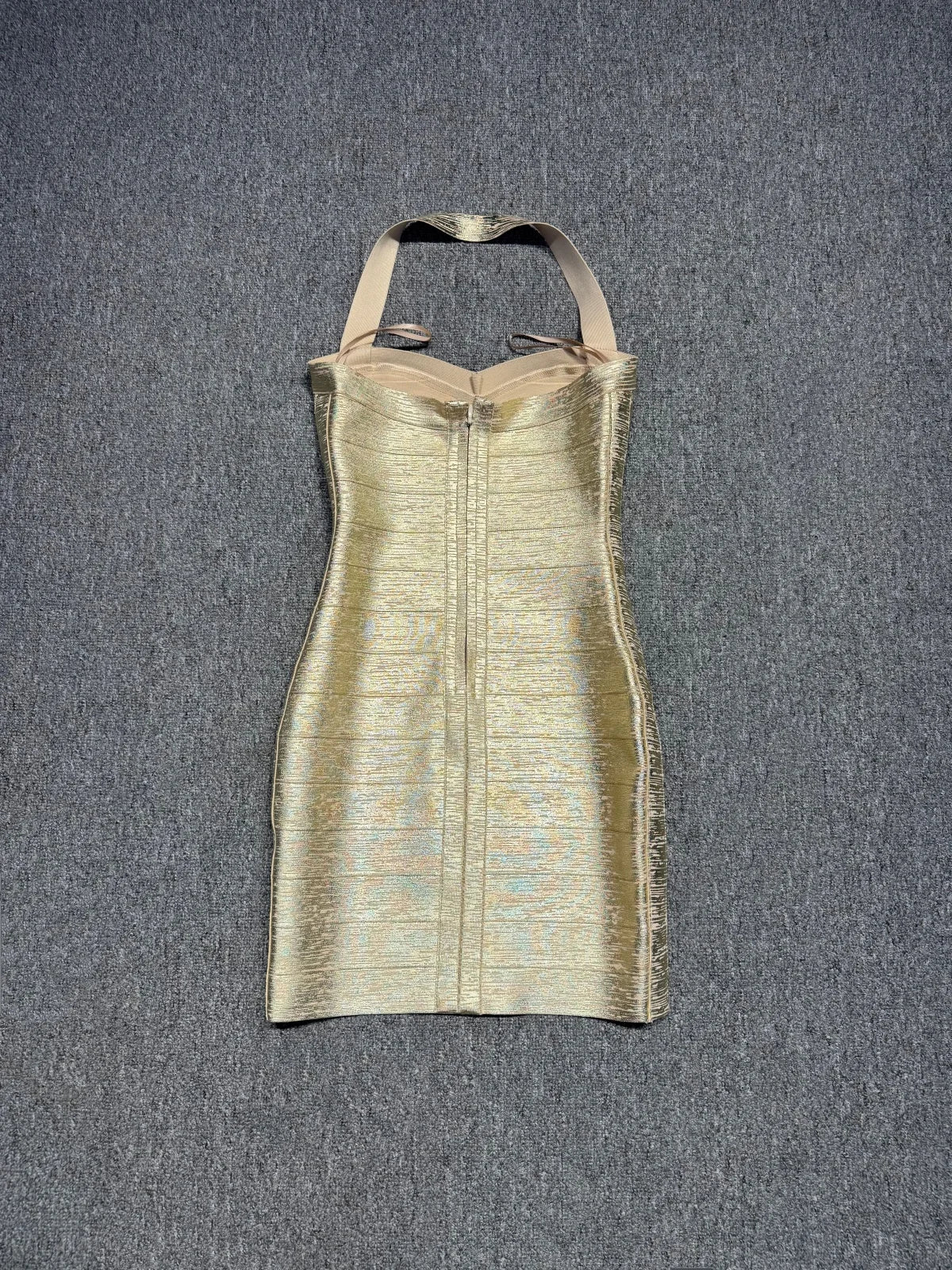 Real Photos Women Gold Bronzing Bandage Dress Bodycon Mini High Street Evening Club Party Homecoming Dress Wholesale Dropship