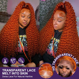 Deep Wave 40 Inch Ginger Orange Vietnamese 13x6 Lace Front Wigs Original