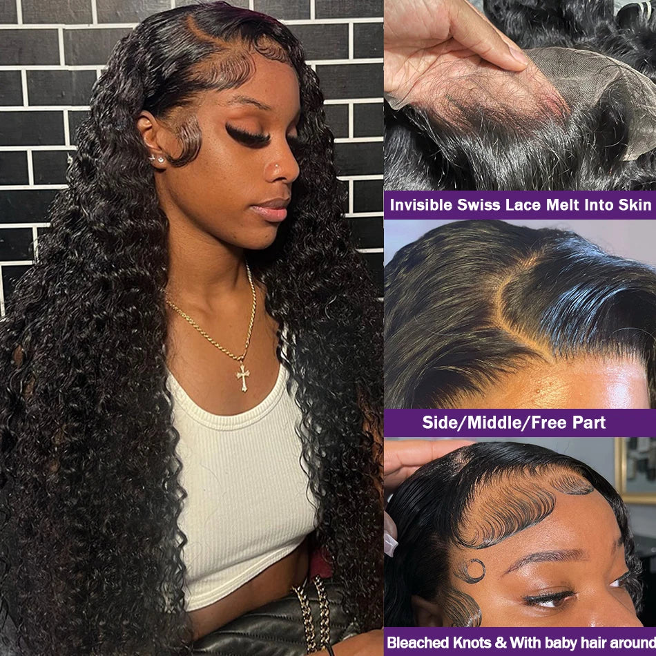 200% Real Density Curly ≥98% Human Hair Wigs For Women 13x6 Hd Lace Frontal Wig 13x4 Deep Wave Lace Front Wig 360 Pre Plucked