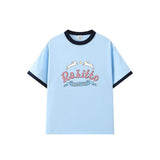 Hometown Romance LMSY Sonya Saranphat Same Top Color Blocked Border Printed Short Sleeved T-shirt Non-original Version