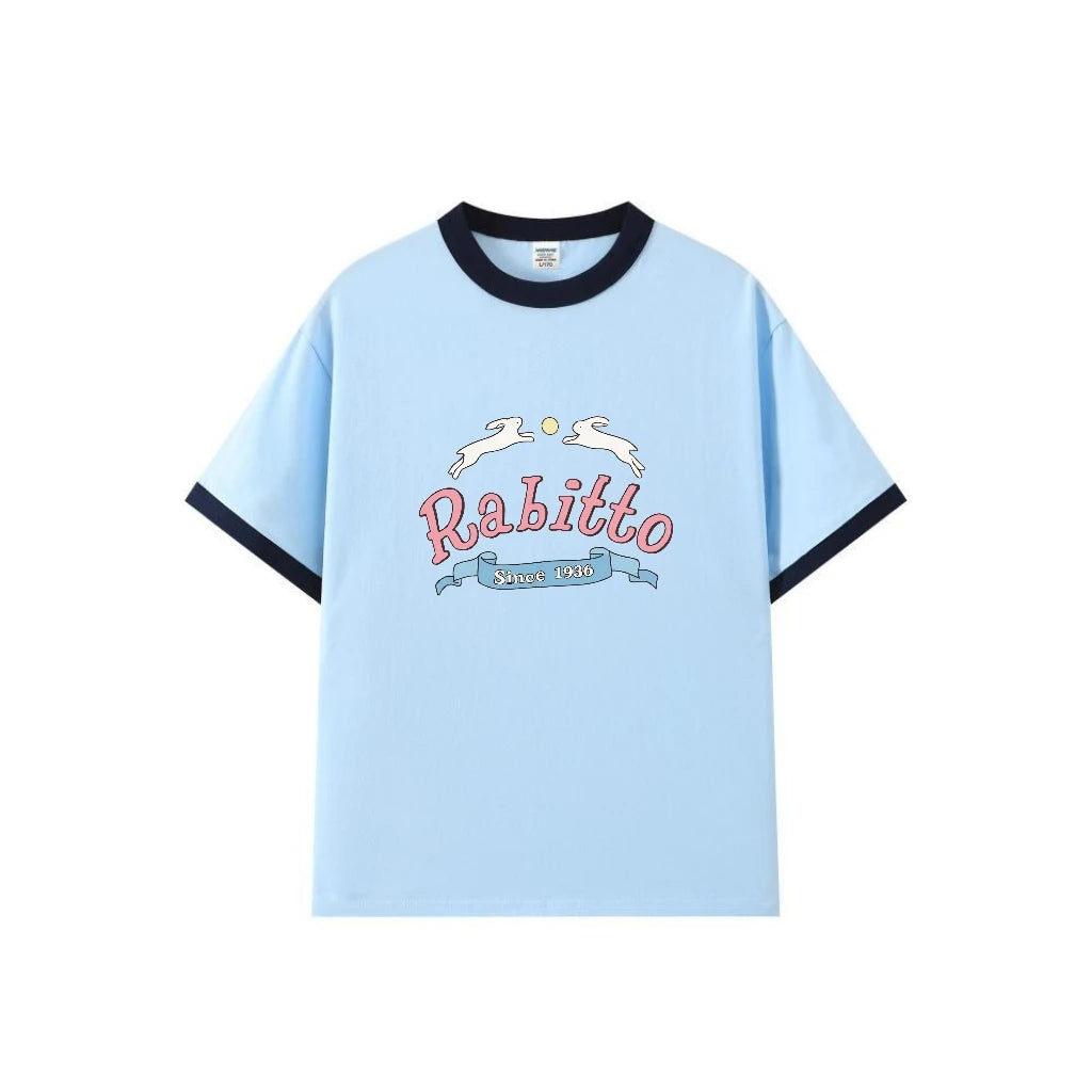Hometown Romance LMSY Sonya Saranphat Same Top Color Blocked Border Printed Short Sleeved T-shirt Non-original Version