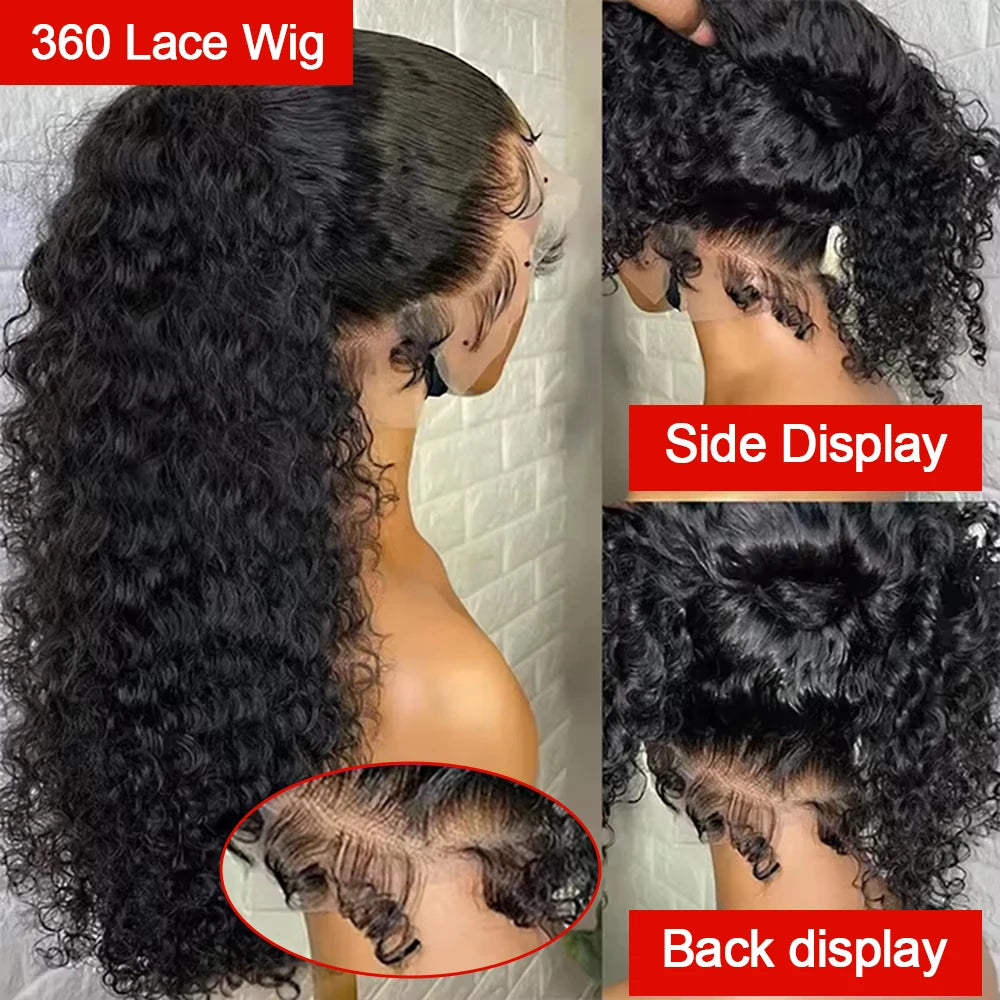 300% Density Curly Wigs HD 360 Full Lace Front Human Hair Wigs Brazilian