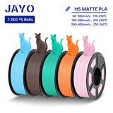JAYO PLA Classic 3D Filament 1.75mm High Speed Matte PLA 3D Printer Filament Neatly Wound 3D Printing Materials 5Rolls/set