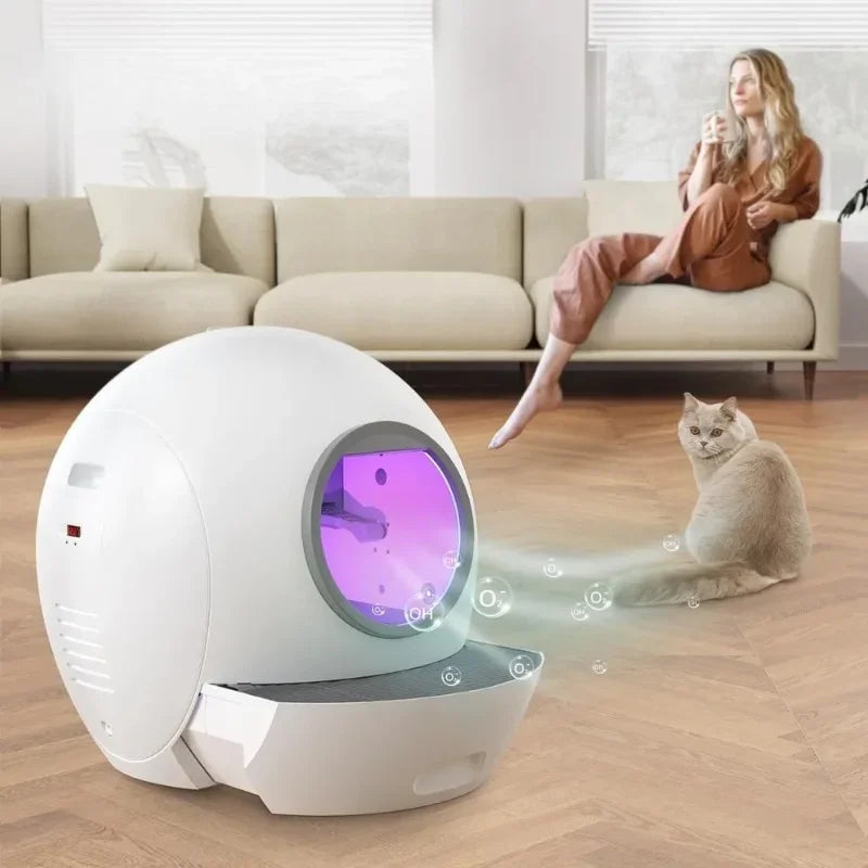 80L Automatic Sandbox for Cats APP Reminder Smart Self Cleaning Cats Litter Box UV Closed Cat Tray Multifunctional Pet Products