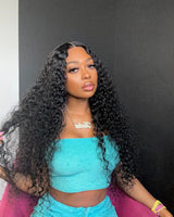 250% 13x6 HD Deep Wave Lace Frontal Wigs Brazilian Water Wave 40Inch 13x4 Curly Lace Front Pre Plucked Human Hair Wigs Baby Hair 5x5 Ready to Go HD Lace Glueless For Black Women