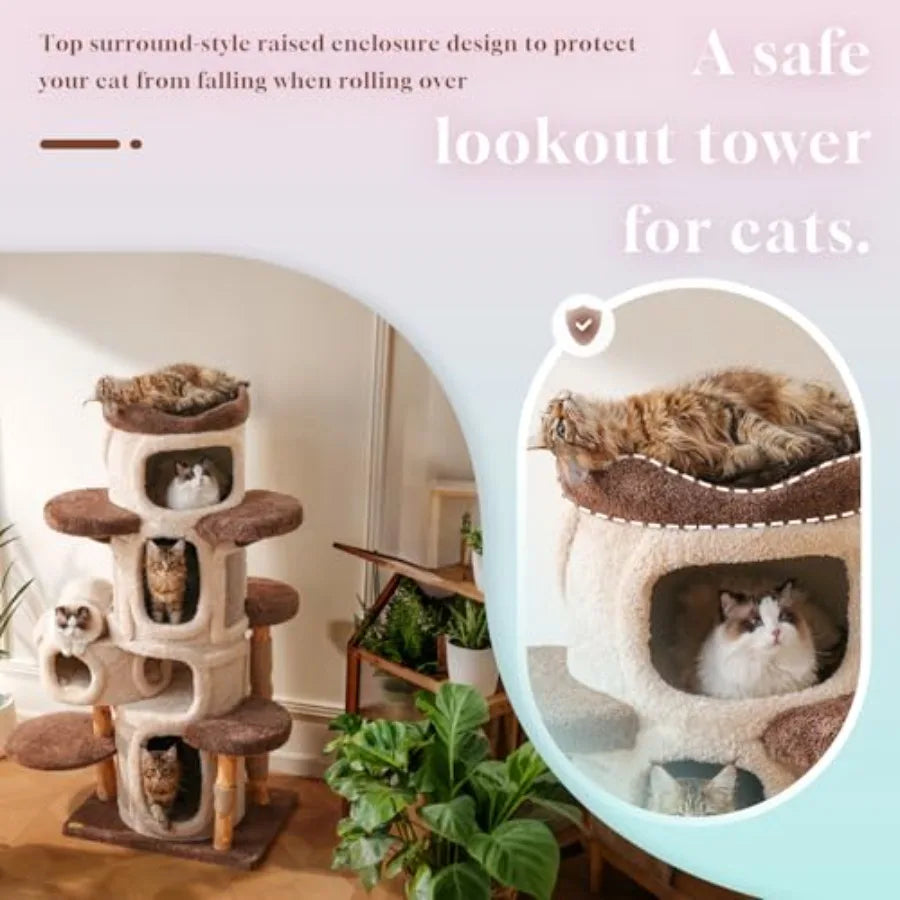 70 Heavy Duty Cat Tree for Large Cats with Toys All-in-One Cat Tower Featuring Multiple Cat Perches Tall Scratching Post Durabl