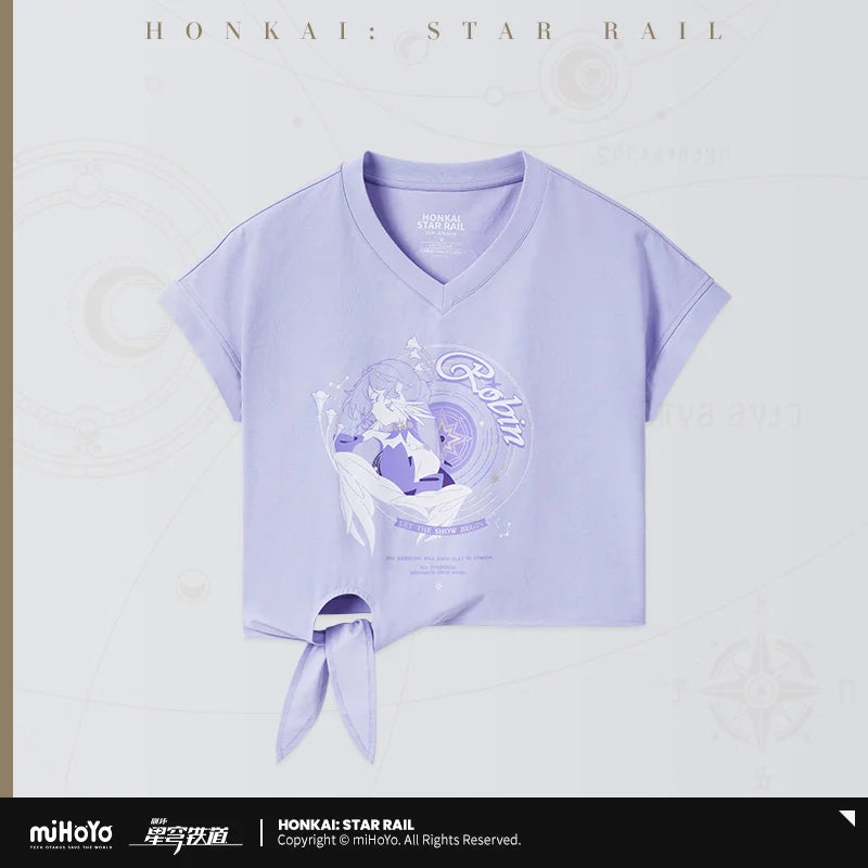 Genuine MiHoYo Game Honkai Star Rail Robin Short Sleeve T-shirt Women Daily Wear Skirt Cosplay Costume Tops Tees Birthday Gift