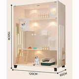 Premium Cream Style Pet Shop Cat Cage Density Board Cat House Double Layer Large Space Glass Door Light