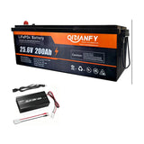 Qidianfy 25.6V 100/200Ah LiFePO4 Lithium Iron Phosphate Battery Built-in 100A BMS 2560Wh Capacity RV Solar Off-grid Storage Fishing