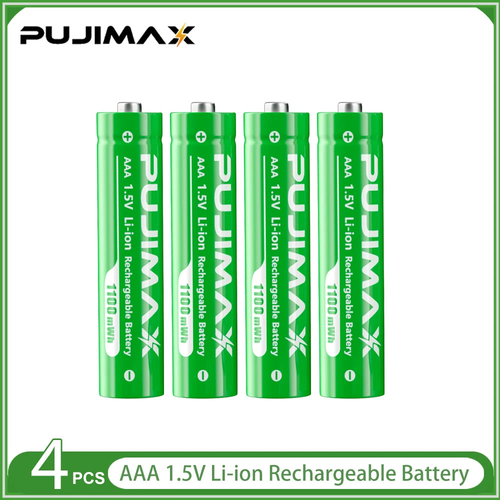PUJIMAX Smart AA/AAA Lithium Battery Charger Charging 4 AA+4 AAA Rechargeable Li-ion Batteries With High Capacity Battery SET