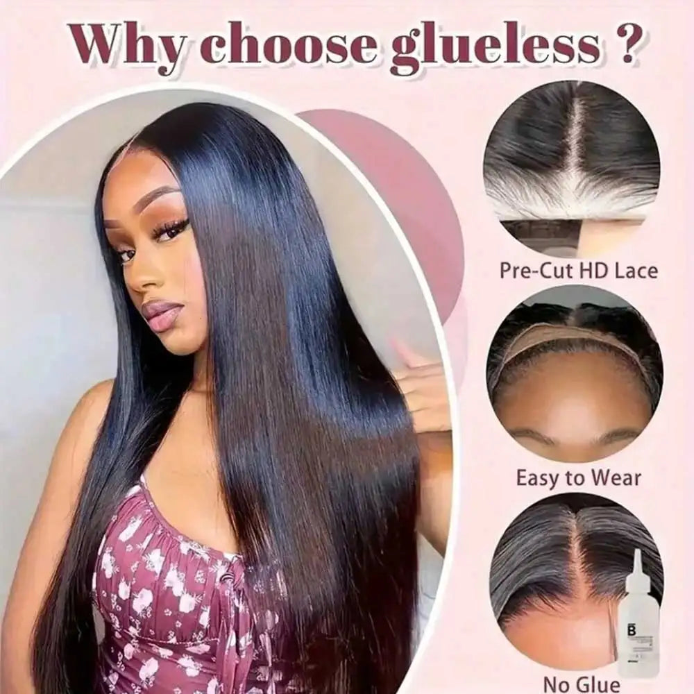 5x5 Glueless Wig 34 Inch 250 Density Bone Straight 13x6 13x4 HD Transparent Lace Frontal Wig Brazilian For Women