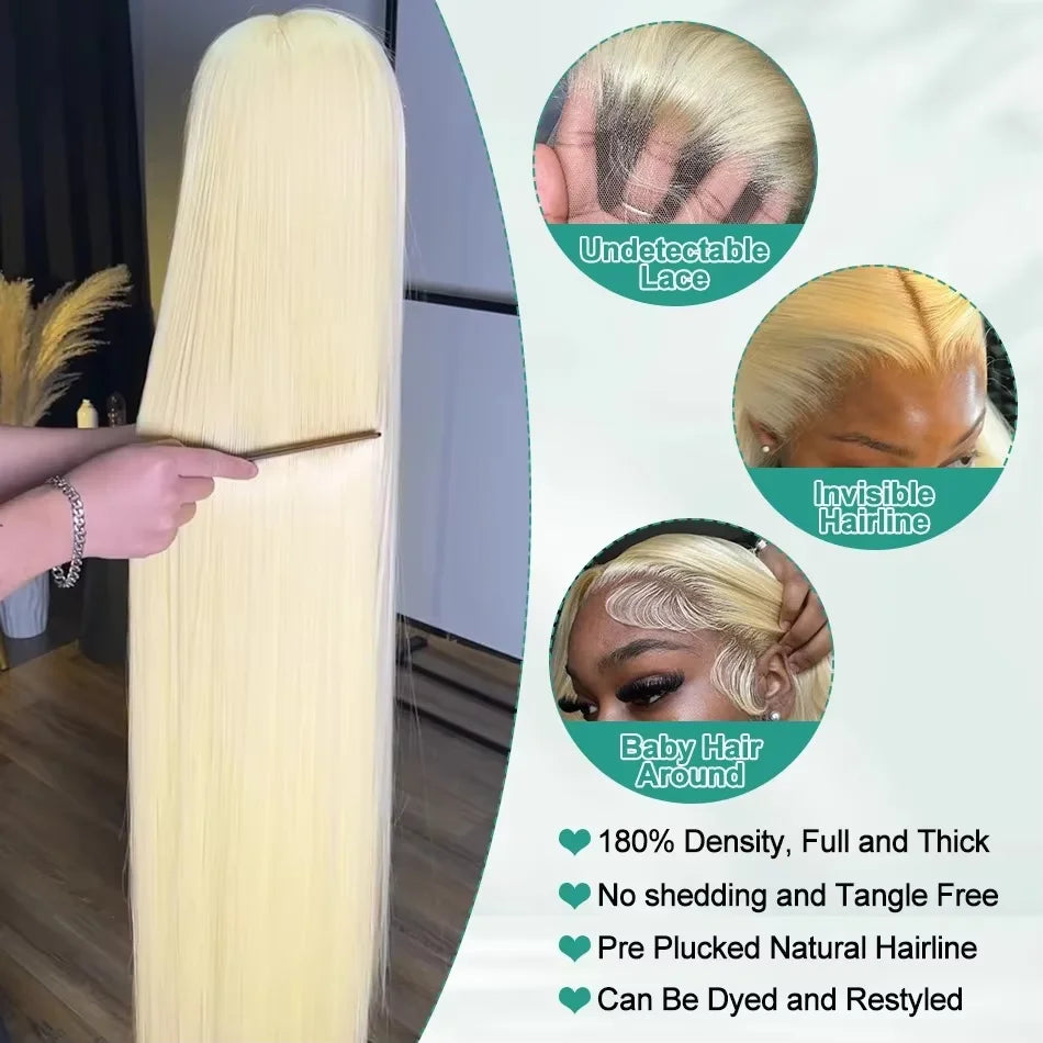 HD Transparent Honey Blonde Wig 30 40 Inch Colored 613 Lace Frontal Wig