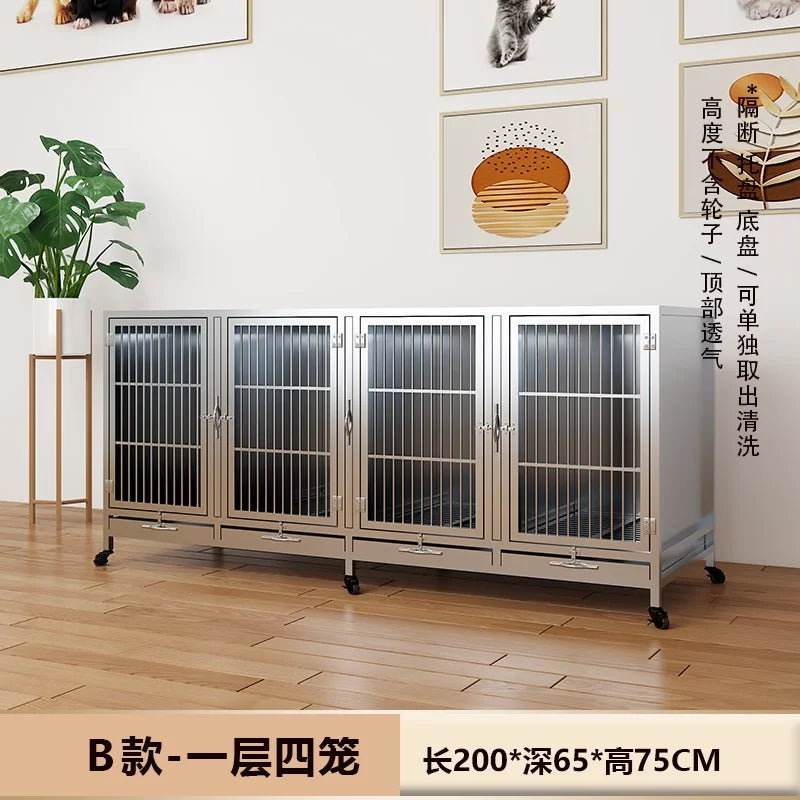 Stainless steel dog cage bold multi-layer pet display cage small dog outdoor display cabinet pet store foster cage