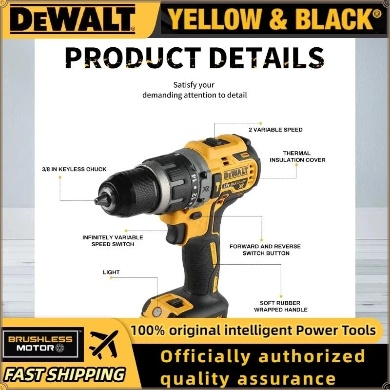 Dewalt DCD796 2000RPM Cordless Electric Drill Brushless Driver Adjustable Speed Impact Hand Drill Rechargeable Power Tools