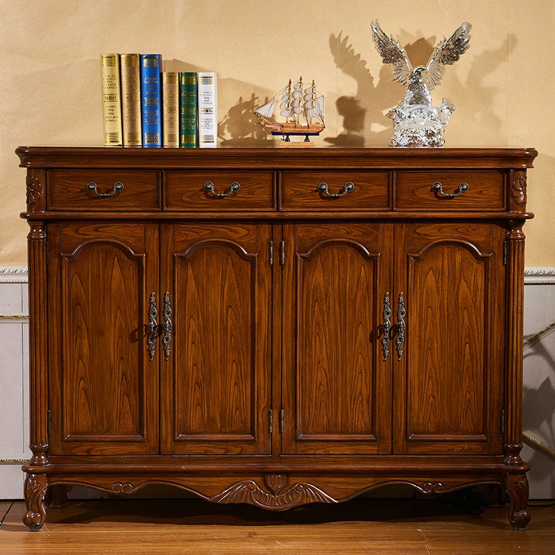 Country house brown walnut light yellow activity baffle multi-layer shoe cabinet entrance side cabinet