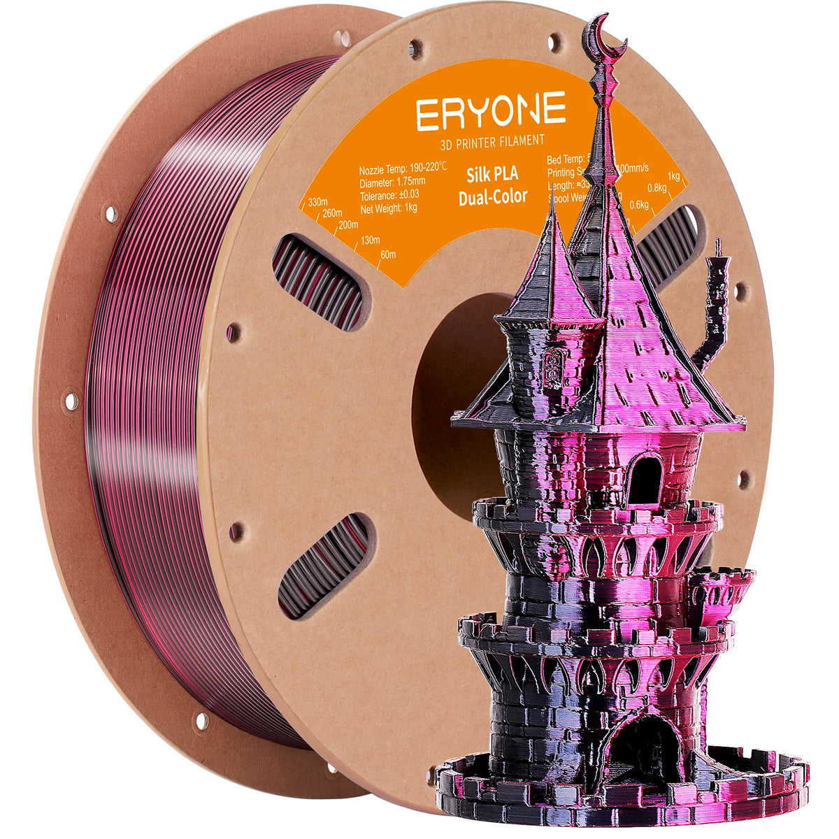ERYONE 3/5/10KG Dual Color Silk PLA Filament 3D Print,Multicolor Available,Diameter:1.75mm,Tolerance:+/-0.03mm,1KG/Spool