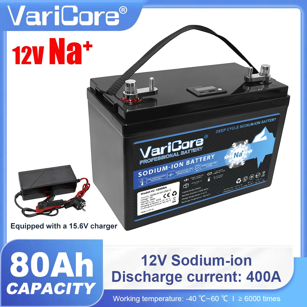 Sodium Ion Rechargeable Battery 12V/15.6V 75Ah 80Ah 230Ah Low Temperature Resistant for Electric Car Golf Cart Off Grid Solar