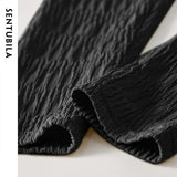 SENTUBILA Slash Neck T-shirt for Women's 2026 Spring Solid Casual Straight Knitted Long Sleeve Simple Tops Female 151T57497
