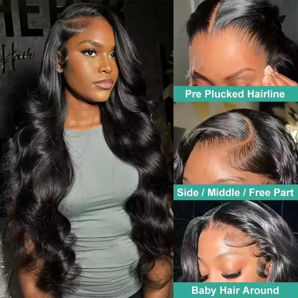 200% Real Density Body Wave 13x6 HD Transparent Lace Frontal Wigs For Women ≥98% Human Hair Wig 13x4 360 Pre Plucked Lace Front
