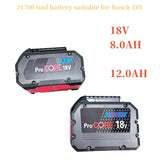18V 21700 Rechargeable Battery 18V 8.0AH/12.0AH High-Power Suitable for Bosch Tools BAT609 BAT618 GBA18V 21700