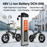 Foldable Electric Bike Battery 48V 36V 10.4Ah 15Ah 17Ah DCH-006 Fits Samebike Lankeleisi Replacement Battery Pack + Charger