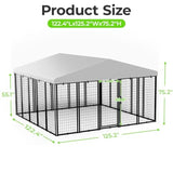 10 by 10 ft Outdoor Dog Kennel Heavy Duty Dog Pens Outside with Waterproof Roof Metal Dog Run Fence with Galvanized Welded Wire