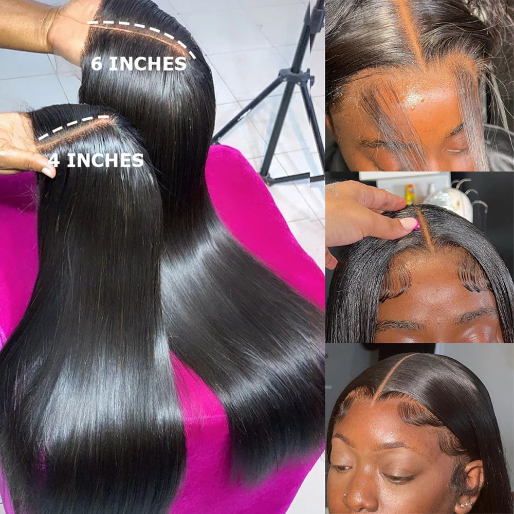 200% Real Density Bone Straight Hd Transparent 13x6 Hd Lace Frontal Wig