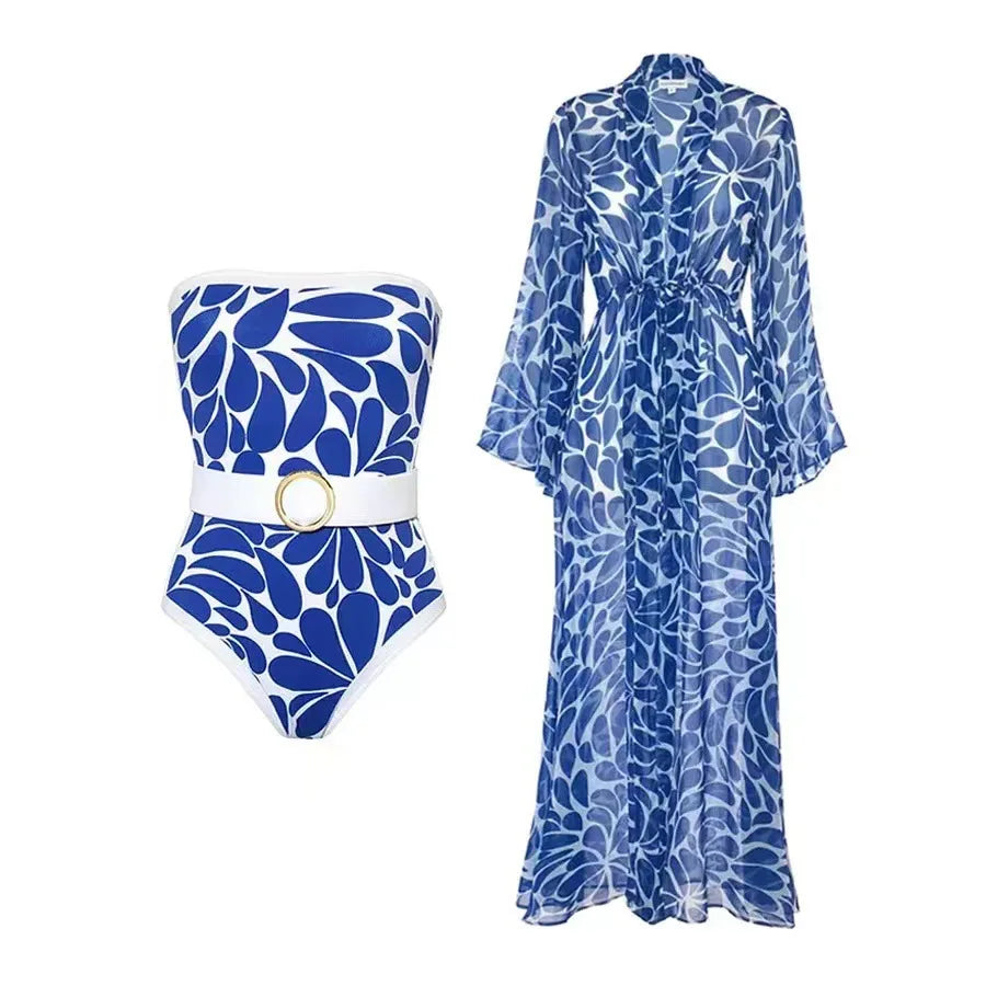 Cikini Printed One Piece Swimsuit For Women, European And American Style, Sexy Swimwear With Optional Cover-up
