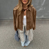 Women’s 2026 Autumn and Winter New Casual Fashion Suede-Textured Pilot Jacket Top