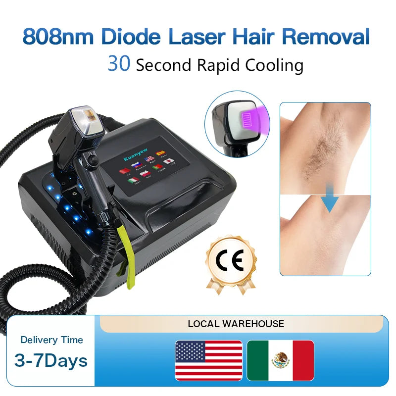 Profession 808nm Diode Laser Hair Remover Freezing Point Painless Hair Removal Skin Rejuvenation For Face And Body Laser