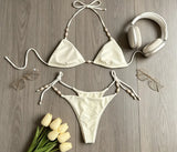 sexy beads plain bikinis sets three pieces with wrinkled long skirts swimsuits bathing suit swimwear biquini tankini trikini