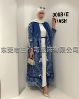 Women's Fold Miyake Pleated Abaya Long Sleeve Print Foldable Collar Robe Cardigan Coat New Winter Fashion Original Design 2026