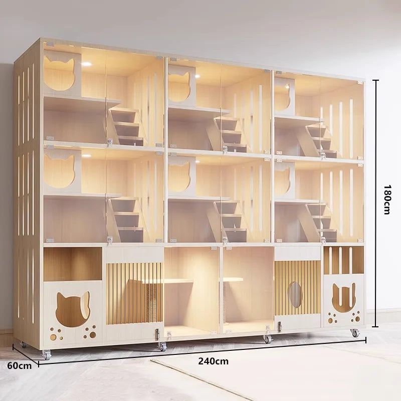 Cross-border cat boarding cabinet display cabinet cat villa three-story super large space cat cage cat nest pet supplies