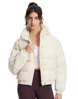 Pioneer Camp Women's Winter Cropped Puffer Jacket with Hood Waterproof Short Warm Quilted Jacket Puffy Bubble Coat Outerwear