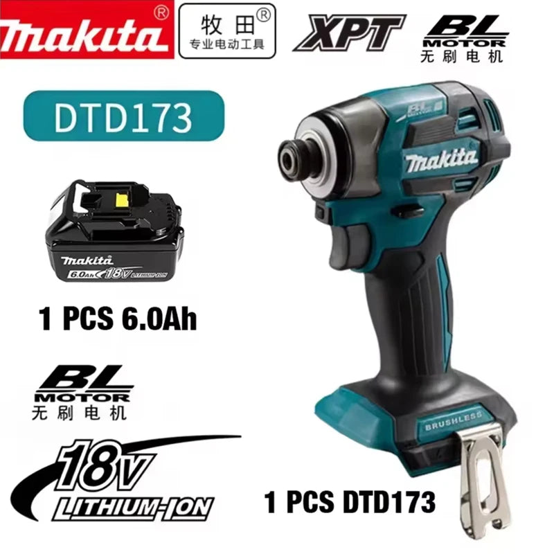 Makita DTD173 18V Cordless Impact Driver 180 N.m Brushless Electric Drill Screwdriver LED Light Multi-function Household To
