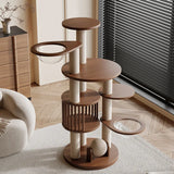Modern Eco-friendly 4-Level 102cm Wood & Sisal Cat Scratching Tree for Living Room All Seasons Multi-Cat Climbing Toys