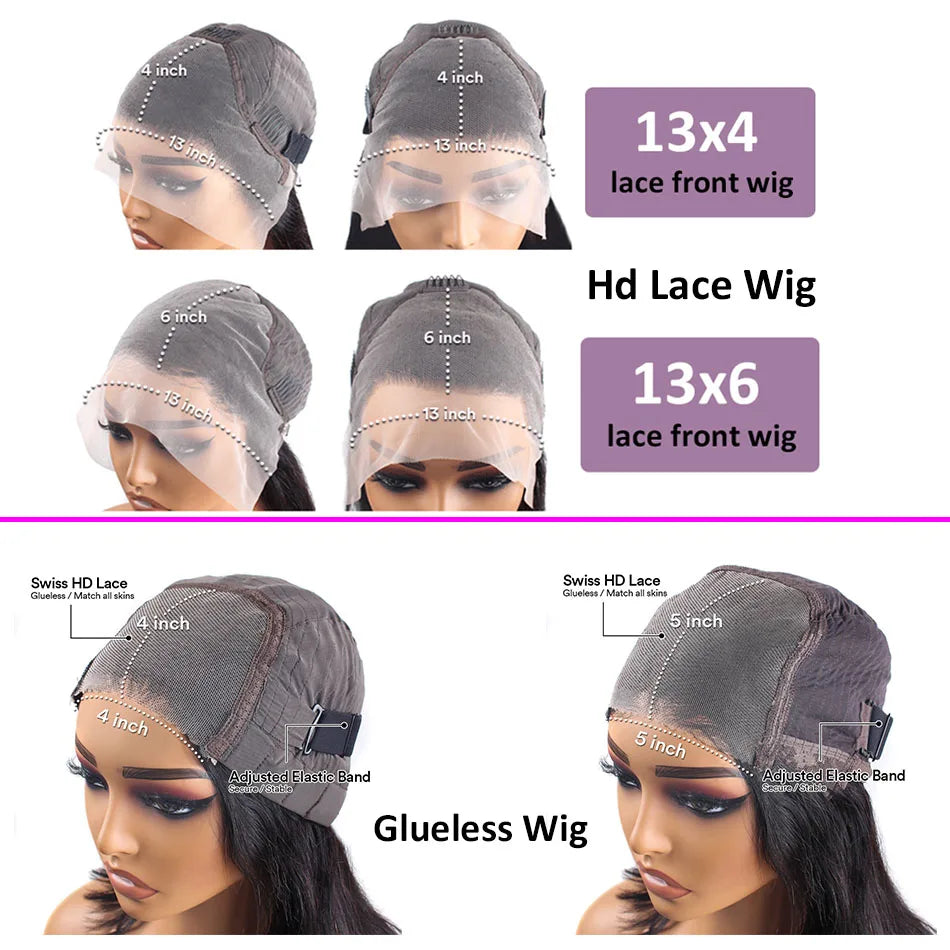 13X6 Straight Human Hair Wigs Glueless 13X4 Hd Lace Frontal Wig Ready To Wear Brazilian 4X4 5X5 30 36 Inch Closure Wig For Women