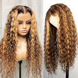 Highlight 5x5 Lace Front Wigs Human Hair 4/27 Ombre Deep Wave HD Transparent Lace Front Wigs 200% Density with Baby Hair