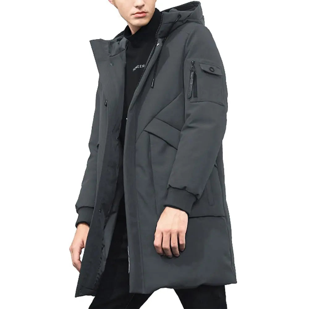 Pioneer Camp Men's Winter Coats Water-Repellent Windproof Thicken Parkas Long Hooded Padded Puffer Jacket