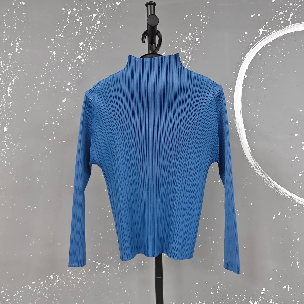 LANMREM 2025 New Long Sleeved Women's Pleated T-shirt Base Solid Color Stand Collar Slim Fit Long Pullover Tops Chic 2DB2996
