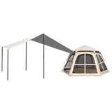 5-8 Persons Automatic Pop Up Camping Tent with Foldable Titanium Silver Cross Hexagonal UV Protection Panoramic Integrated Canop