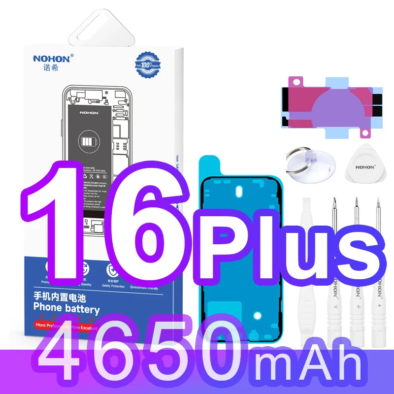 NOHON High Capacity Battery for iPhone 12 Pro Max 13 Mini 14 Plus 15 16 0 Cycle Replacement Li-ion Polymer Bateria with Tools