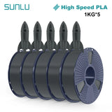 SUNLU High-speed PLA 3D Printer Filament 5KG 1KG A Roll 1.75MM Tolerances +/-0.02MM Filament Fast Shipping From EU / US